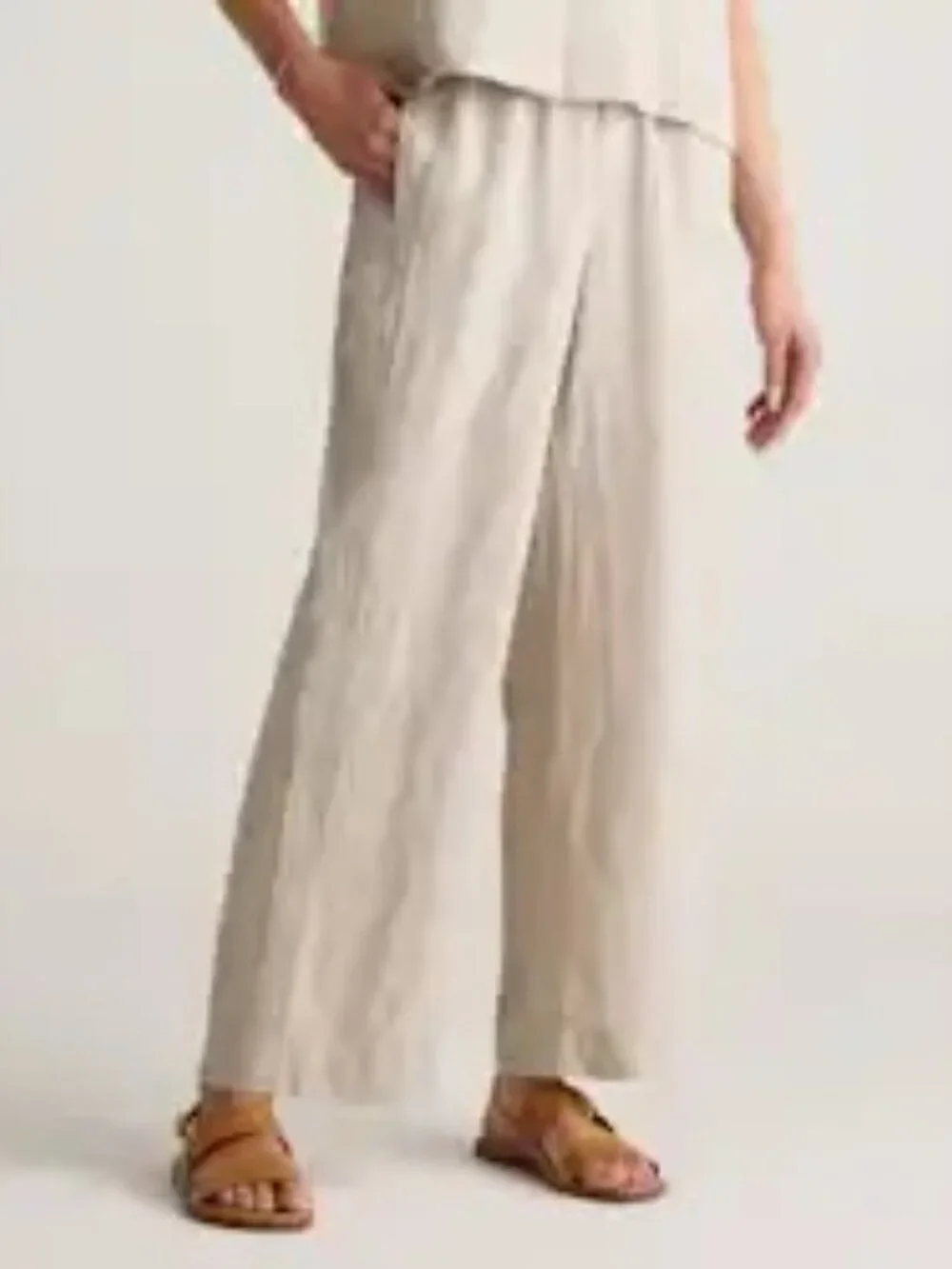 Quince 100% European Linen Wide Leg Pants Size L Flax